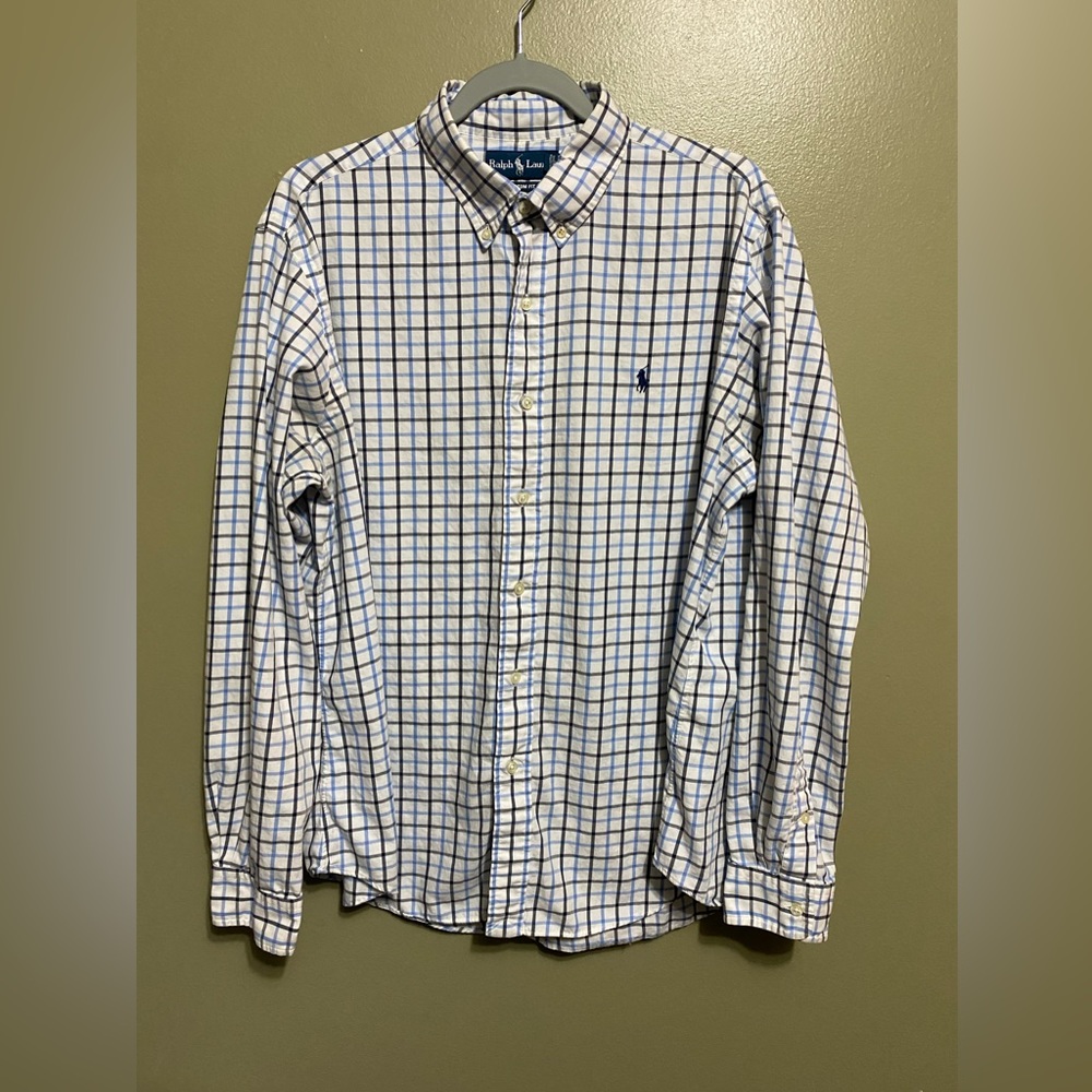 Ralph Lauren Custom Fit Plaid Button‎ Down Shirt, Size XL